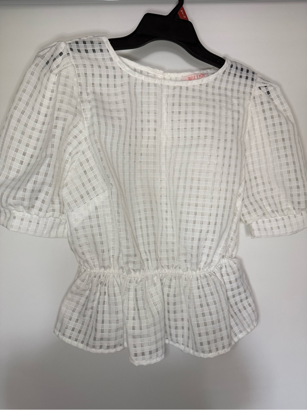 & Other Stories White Sheer Check Peplum Blouse